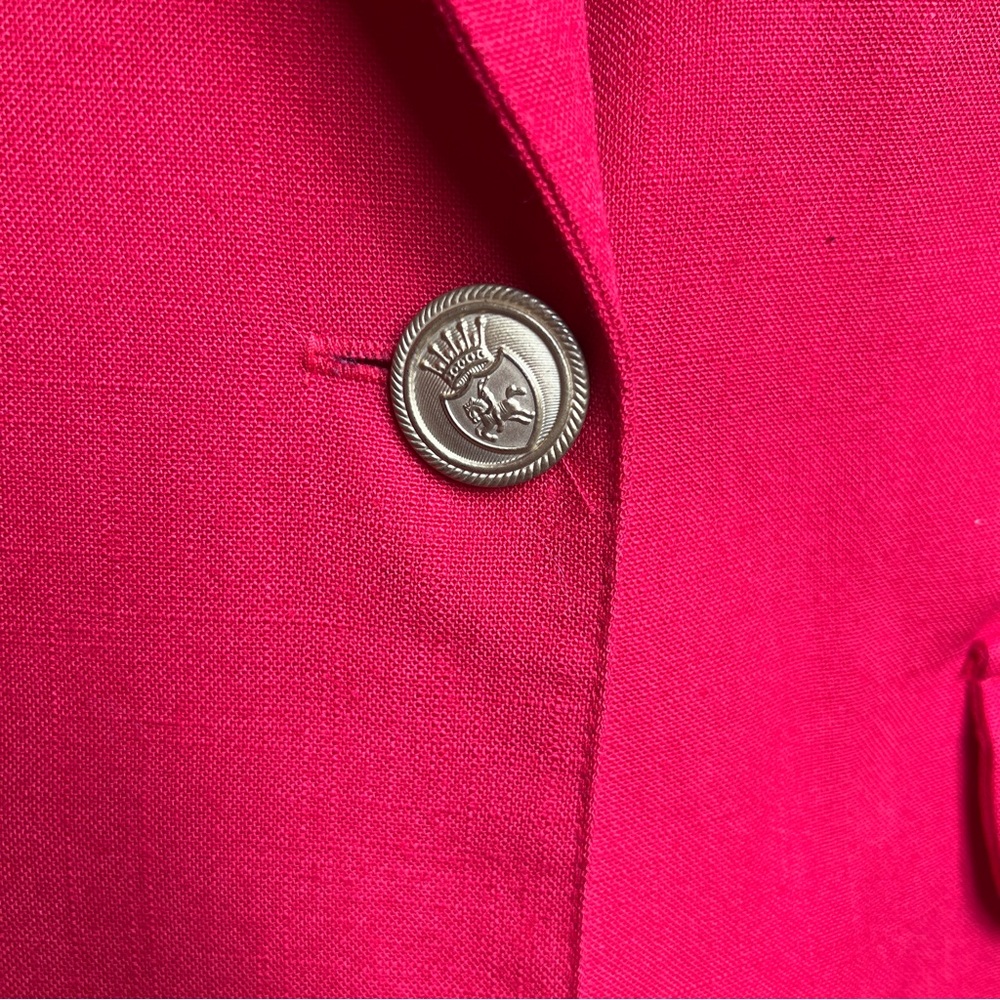 Vintage Kathie Lee Bright Red 80s Shoulder Pad Blazer One Button - large or 12 - Picture 3 of 5